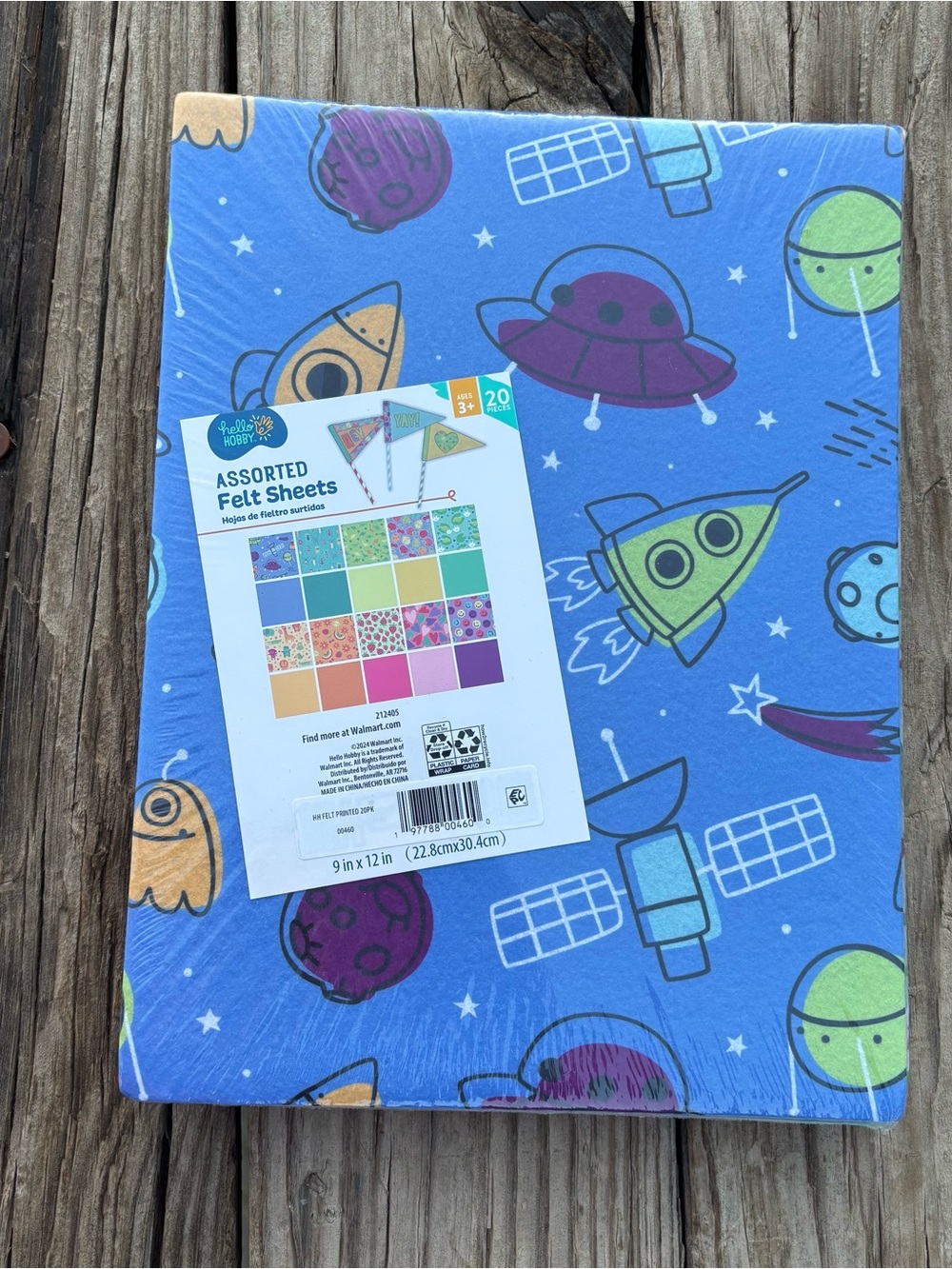 Assorted Felt Sheet Pack 20ct- Blue with Multicolor Rockets & UFOs